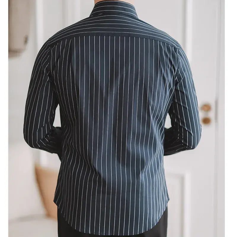 Camisa Social Listrada de Algodão Masculina