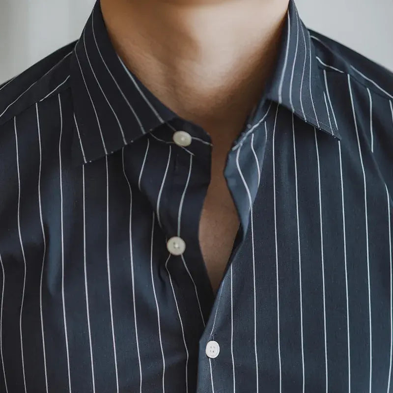 Camisa Social Listrada de Algodão Masculina