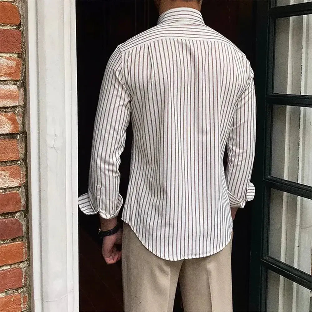 Camisa Social Listrada de Algodão Masculina