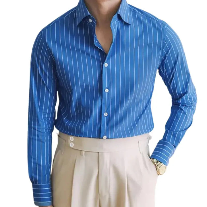 Camisa Social Listrada de Algodão Masculina