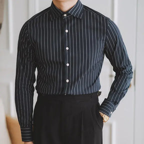 Camisa Social Listrada de Algodão Masculina